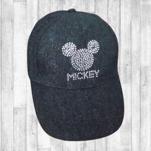 DISNEY Micky Bling Logo Unisex Gray Adult Hat Disneyland Paris Adjustable OS